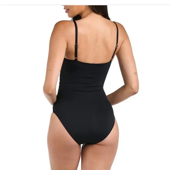 NWT La Blanca Island Goddess One Piece Swimsuit Black Sz 2 - Picture 2 of 7